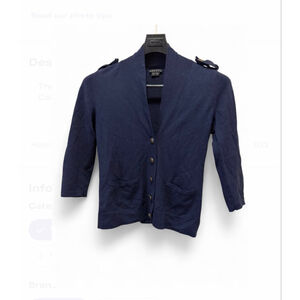 Theory Sweater Womens Navy Blue Wool Cardigan Minimalist Capsule Career S EUC